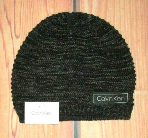 MENS CALVIN KLEIN CHARCOAL BLACK BEANIE 