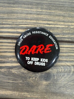 D.A.R.E. Program Drug Abuse Resistance Education Pinback Button Black & Red