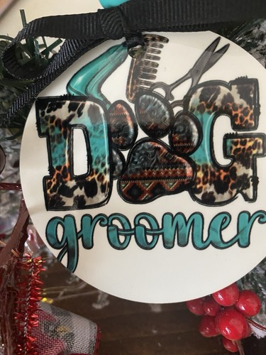 Ornament 3” Round Dog Groomer - Picture 2 of 3