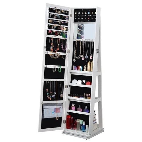 360°Swivel Jewelry Cabinet Full Length Mirror Standing Jewelry Armoire Organizer - Picture 3 of 46
