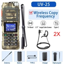 2X UV-25 WALKIE-TALKIE 136-174&220-260&400-520MHZ TRI-BAND TWO WAY RADIOS+108ANT