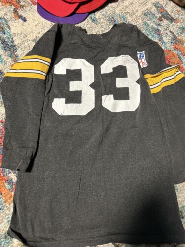 T-shirt vintage 1970-80 Pittsburgh Steelers Sears bambini nero medio sbiadito - Foto 1 di 2