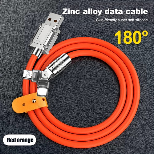 120W 2in1 Fast Charging Cable Type C IOS 180° Rotating Cable for iPhone Samsung - Zdjęcie 18 z 19