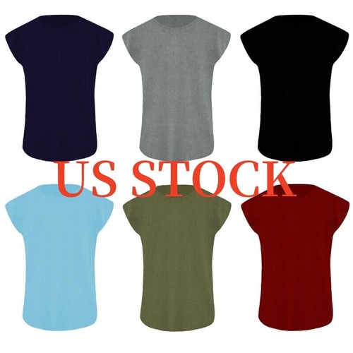 Men Solid Color T-Shirt Sleeveless Round Neck Vest Vacation Travel Tops - Bild 1 von 68