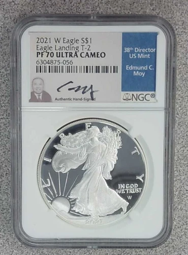 2021-W T-2 .999 Silver Proof American Eagle NGC PF70 Ultra Cameo Moy Auto (056)