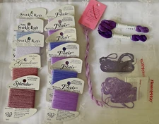 Needlepoint Threads Purples Lot of 16 Rainbow Gallery Kreinik Wonder Twist