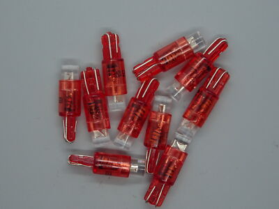10 St Led Rot Glassockellampe Tachobeleuchtung Armaturenbrett 12V T5 W2x4.6d