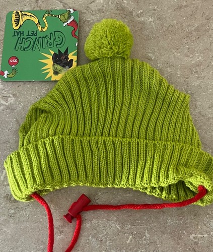 Grinch Dog Cat Pet Knit Hat Beanie Christmas M/L New Costume Warm w/Ear Holes - Picture 4 of 5