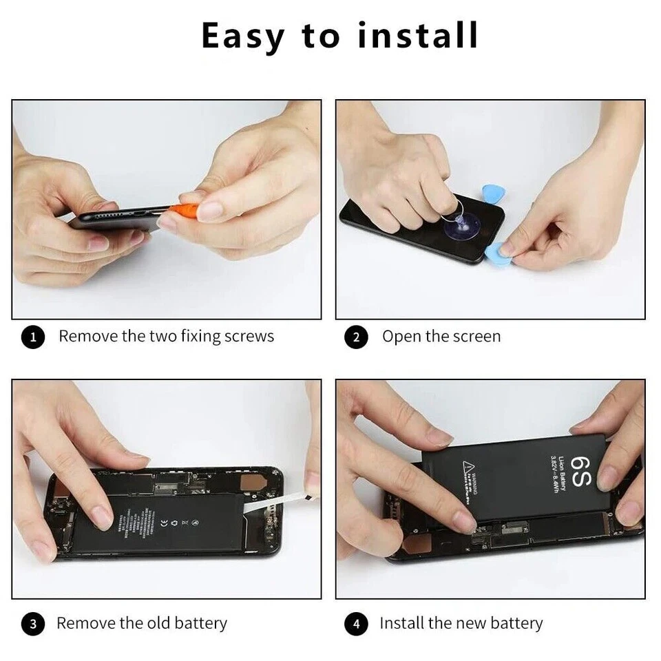 Batería de repuesto interna con herramienta súper capacidad para iPhone 6/6S/7/8 Plus X Foto 3 de 4