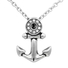 Anchor necklace charm pendant necklace with white crystal by controse