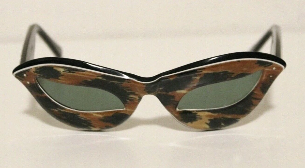 Vintage Oleg Cassini Cat Eye Leopard Sunglasses France