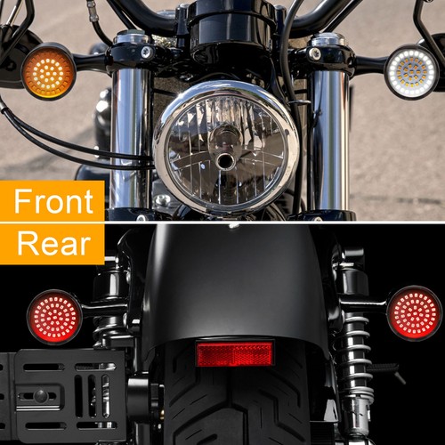 1157 Front & 1156 Rear LED Bullet Turn Signal Lights Smoke Lens Fit for Harley - Picture 7 of 9