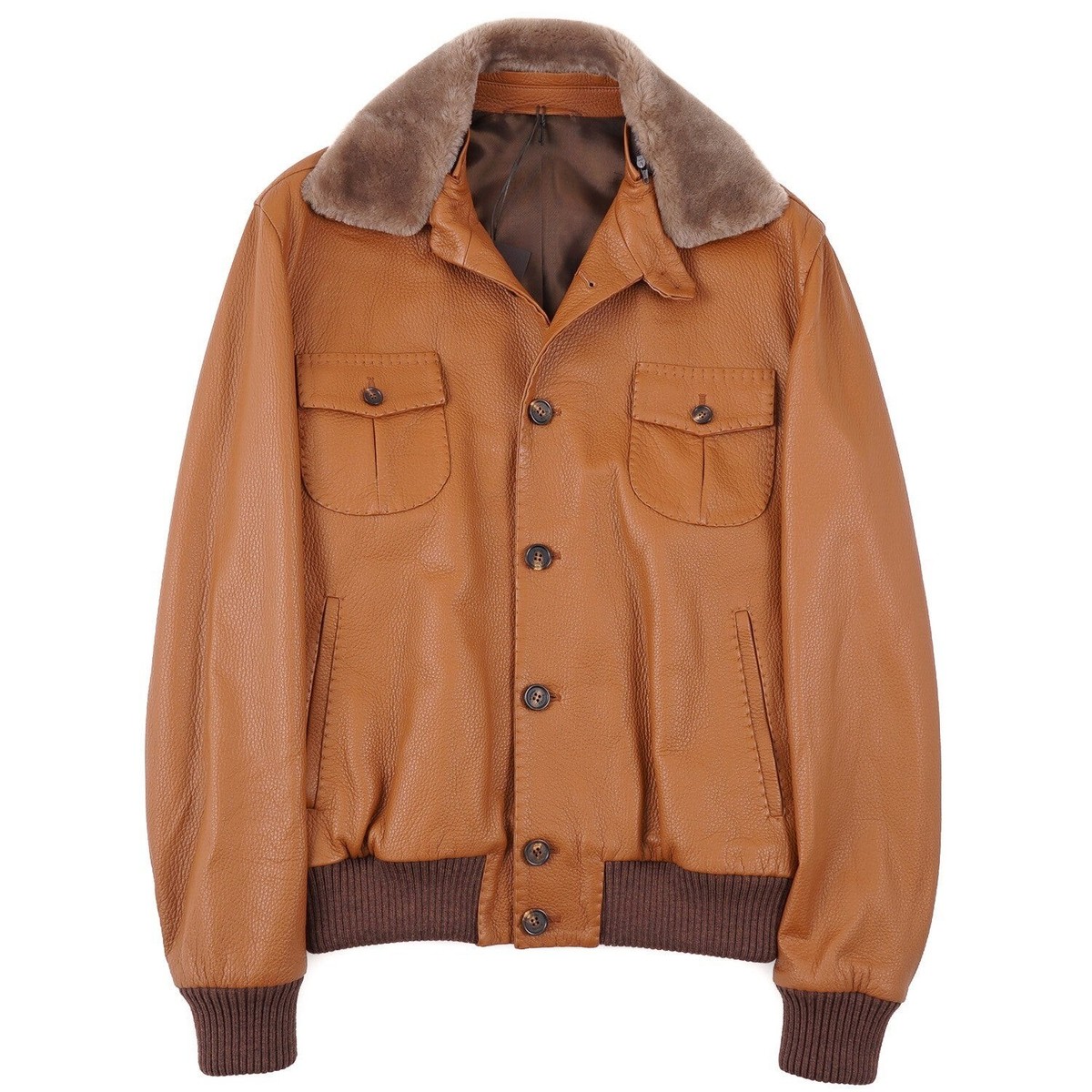 Rifugio Napoli Handmade Deerskin Leather Jacket with Beaver Fur