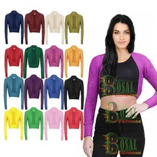 Ladies Lurex Open Up Front Crop Shrug Top Womens Short Bolero Cardigan Plus Size