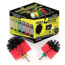 Drill Brush Cordless Drill Powered 2-Piece Indoor / Outdoor Stiff Scrub Brushes