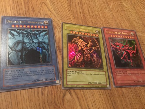 Yu-Gi-Oh! TCG Set of Egyptian God Cards (Obelisk, Ra, Slifer) Legendary...