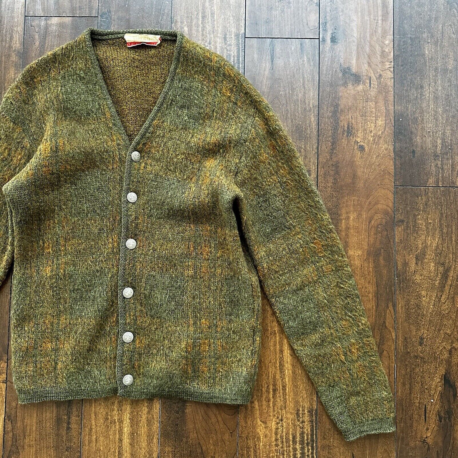 Camo Mohair Cardigan in Olive