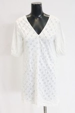 ASOS Design Womens Petite Short Sleeve Eyelet V-Neck Mini Dress CF6 White Size 0