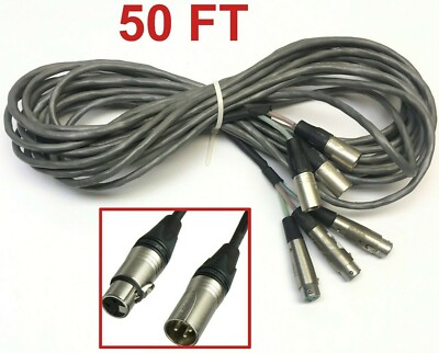 NEUTRIK 50 ft XLR SNAKE Male to Female M-F 3 Channel Extender Cable XLR-F XLR-M