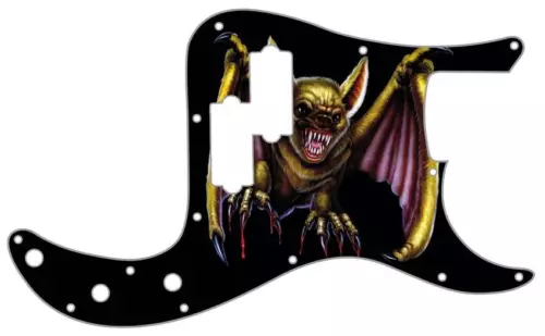 P Bass Precision Pickguard Custom Fender 13 Hole Guitar Pick Guard Creepy Bat