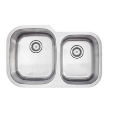 Glacier Bay 31 Undermount Double Bowl 18 Gauge Stainless Steel Sink w/ Strainer