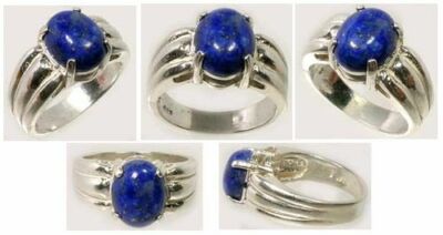 19thC Antique 3½ct Lapis Lazuli Silver Ring: Meso-America Peru Moche Chimu Inca