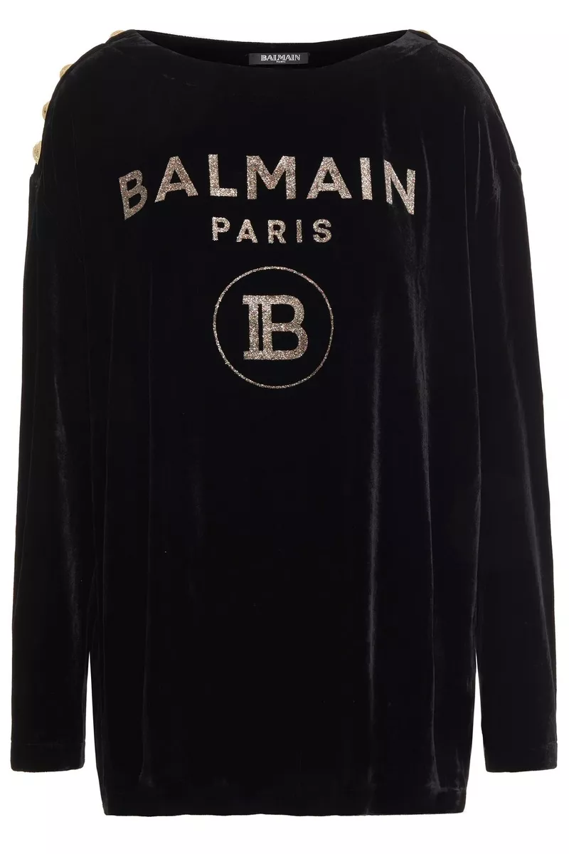 Balmain button-embellished cropped jumper - Black