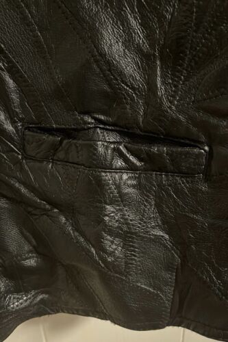 Italian Stone Design Genuine Leather Biker Motor Vest With Patches Size XL Black - Picture 5 of 12