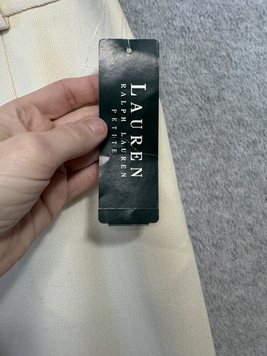 Neu mit Etikett Vintage Lauren Ralph Lauren 97 % Kammgarn Wolle weites Bein Hose USA Größe 8P cremefarben - Bild 5 von 20