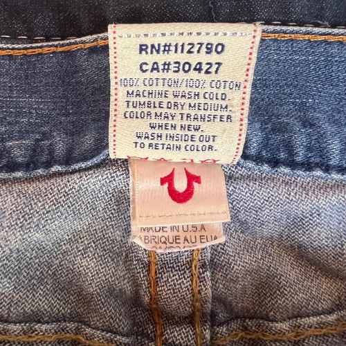 True Religion Men 36x33 JOEY Big Rig Bootcut Flared Jeans Fit 38x28 USA Made - Picture 3 of 12