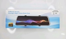 9.66" Full HD 1080p Starlight Night Vision Dual Dash Cam Rearview Mirror Camera
