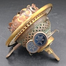 Unusual Victorian brass Duplex oil lamp raiser burner with lug fitting