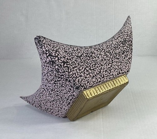 SHAWNEE MCM Pink Black Gold Splatter Glaze Confetti Atomic Bowl Square Planter - Picture 14 of 23