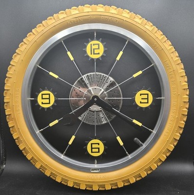 Bicycle Wheel Rim Tire Wall Clock 16 Inch Melow Yellow Kylin Rubber Wall Hanging
