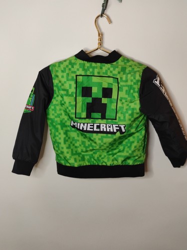 Minecraft Jacke 6-7 Jugend schwarz grün Bomber Varsity Creeper Grafik Reißverschluss - Bild 11 von 15