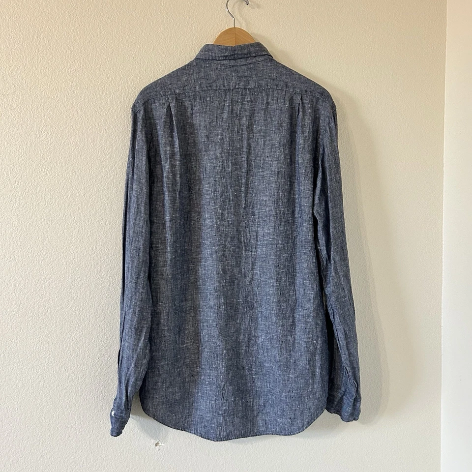 Polo Ralph Lauren Men's Long Sleeve Button Shirt Custom Fit, 100% Linen, Blue - Image 2 of 4