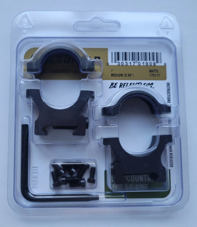 175117 LEUPOLD BACKCOUNTRY CROSS-SLOT 1" MATTE MEDIUM SCOPE RINGS - NEW - Image 2 of 2