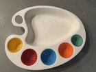 Artist Paint Palette Ceramic Serving Tray Platter Chips Dip Blanc De Blanc ~17.5