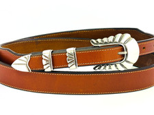 Chacon Santa Fe Sterling Silver .925 3/4" Ranger Belt Buckle 38 Bridle Leather