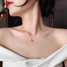 Women Necklace 18K Gold Plated Stainless Steel Chain Decor Pendant Charm Jewelry