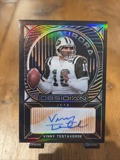 2021Panini Obsidian Aurora Autographs Vinny Testaverde Electric Etch Orange /75