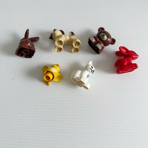 Lego Duplo Animal Figures x 6 Dog Cat Bear Chicken Rabbit Brown Red - Picture 10 of 10
