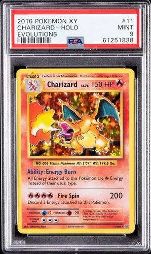 2016 Pokémon Charizard XY Evolutions Holo PSA 9 11/108