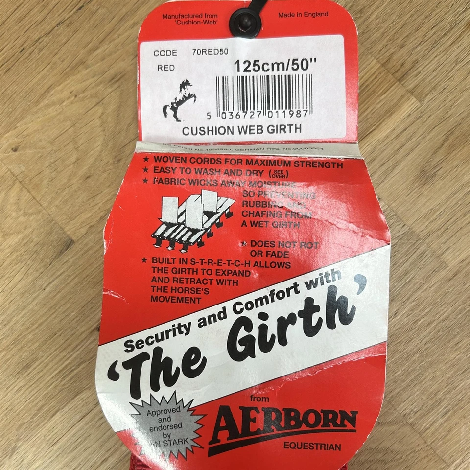 Horse Girth 50" Aerborn Cushion Web Cob 125cm GP General Purpose All Red - Image 4 of 4