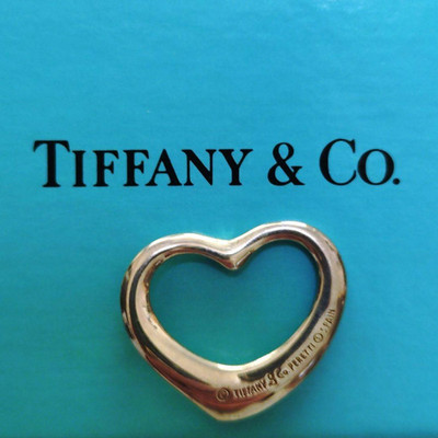 Tiffany & Co Sterling Silber 925 Elsa Peretti Open Heart Halskette Anhänger Top M