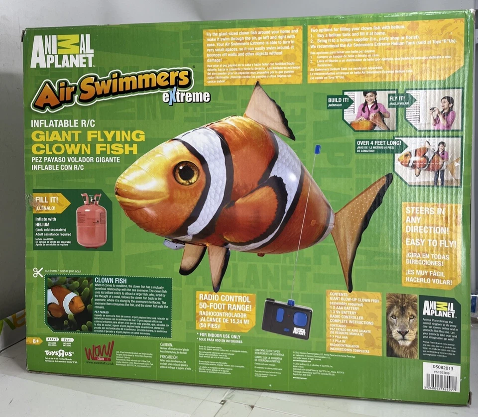 Air Swimmers Extreme Giant Flying Clownfish ToysRus Animal Planet Helium Reqired - Image 2 of 4