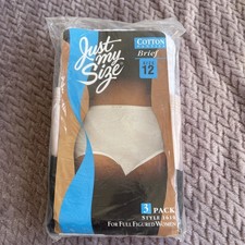 VTG 1995 Just My Size Cotton Panties High-Cut Brief Size 8 White 3 Pk Style