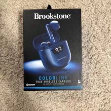 Brookstone Color Link True Wireless Bluetooth Earbuds Navy NEW