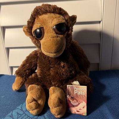 People Pals Plush Brown Baby Chimp Monkey Big Eyes Stuffed Animal EUC