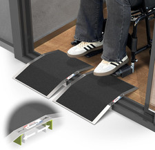 Adjustable 12" Aluminum Wheelchair Ramps for Doorways - 2 Pack